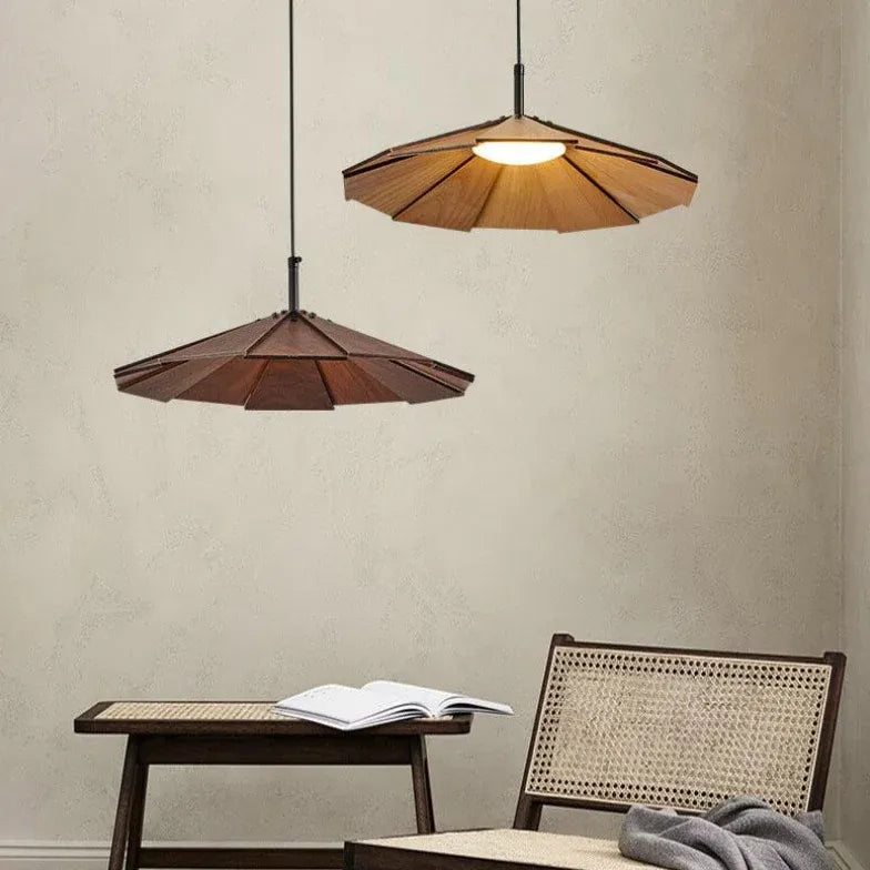 Petal-Shaped Wooden Pendant Light