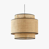 Multi Level Cylinder Rattan Vintage Pendant Light