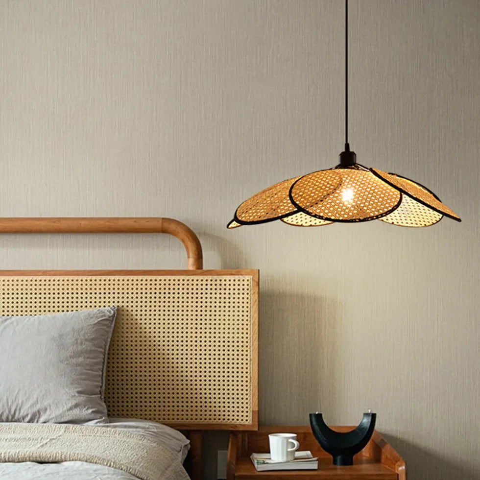 Porous Petals Bedroom Rattan Pendant Light