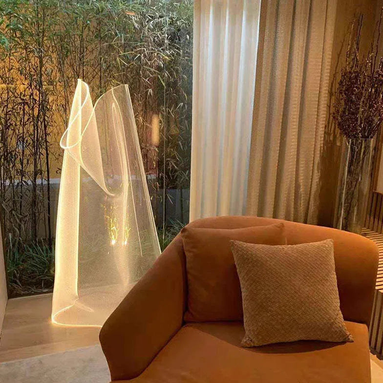 Acrylic Transparent Flowing Fabric Design Floor Lamp