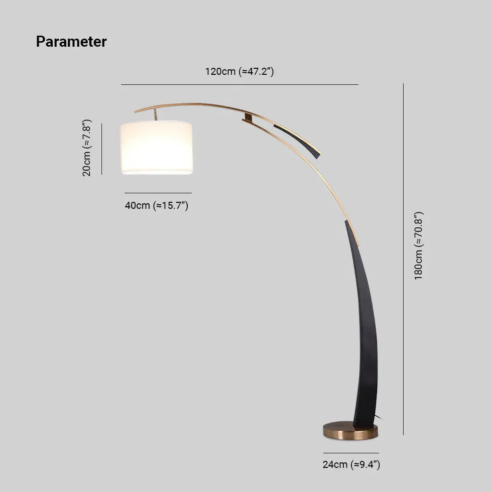 Weiße zylindrische moderne gewölbte Stehlampe