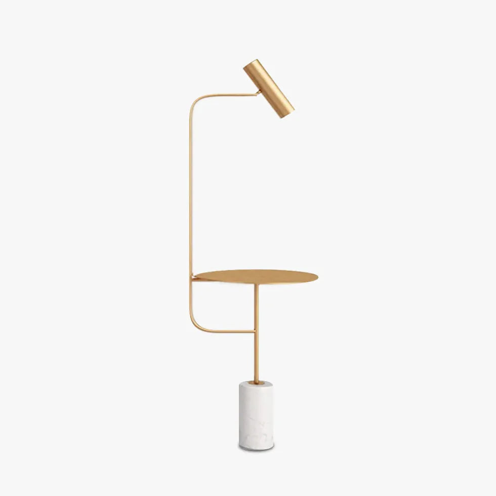 Minimalistische Goldstehlampe mit Tisch