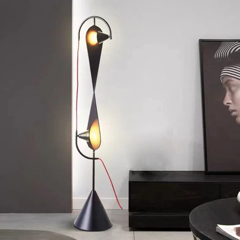 Black Unique Double-Curve Design Floor Lamp