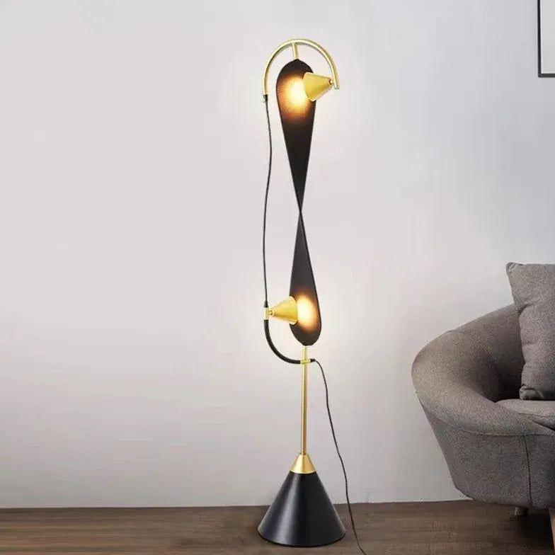 Black Unique Double-Curve Design Floor Lamp