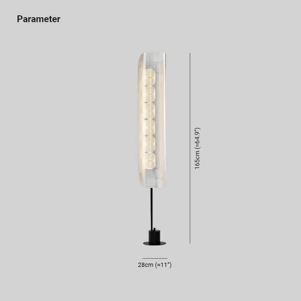 Transparente zylindrische minimalistische hohe Stehlampe