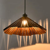 Iron Umbrella Dining Room Wooden Pendant Light