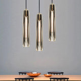 Long cylindrical glass modern pendant lights