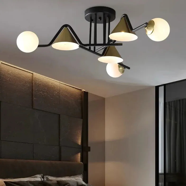 Schwarz goldene Hängelampe nordisch modern und luxuriös - Clowas.de