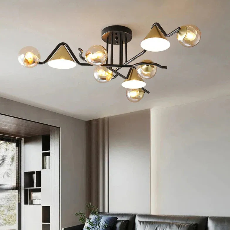 Schwarz goldene Hängelampe nordisch modern und luxuriös - Clowas.de