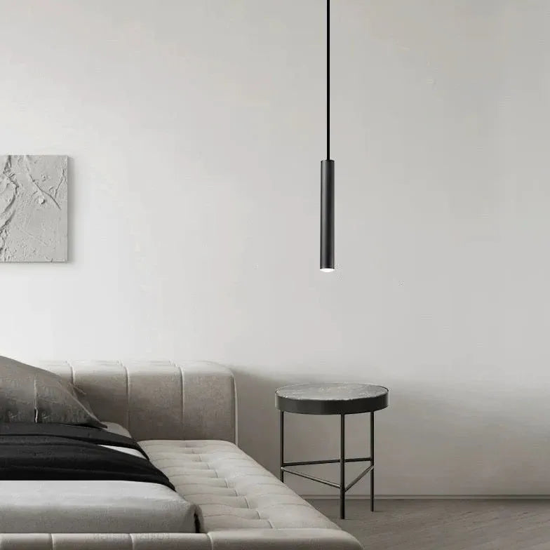 Schwarze zylindrische Pendelleuchte Nachttisch im minimalistischen nordischen Stil - Clowas.de