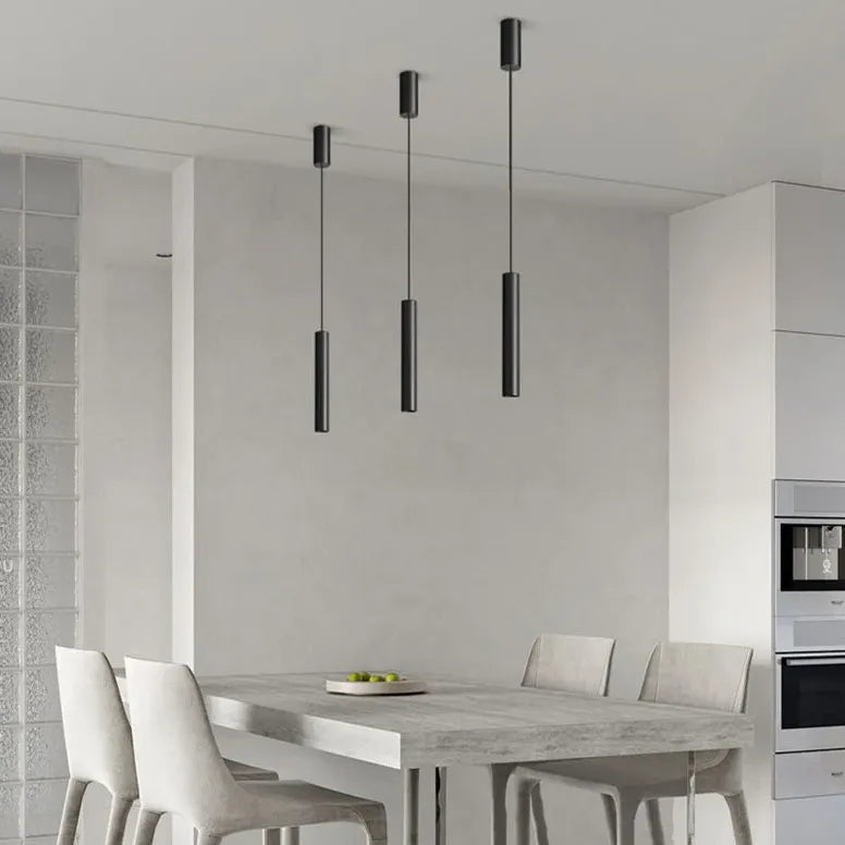 Schwarze zylindrische Pendelleuchte Nachttisch im minimalistischen nordischen Stil - Clowas.de