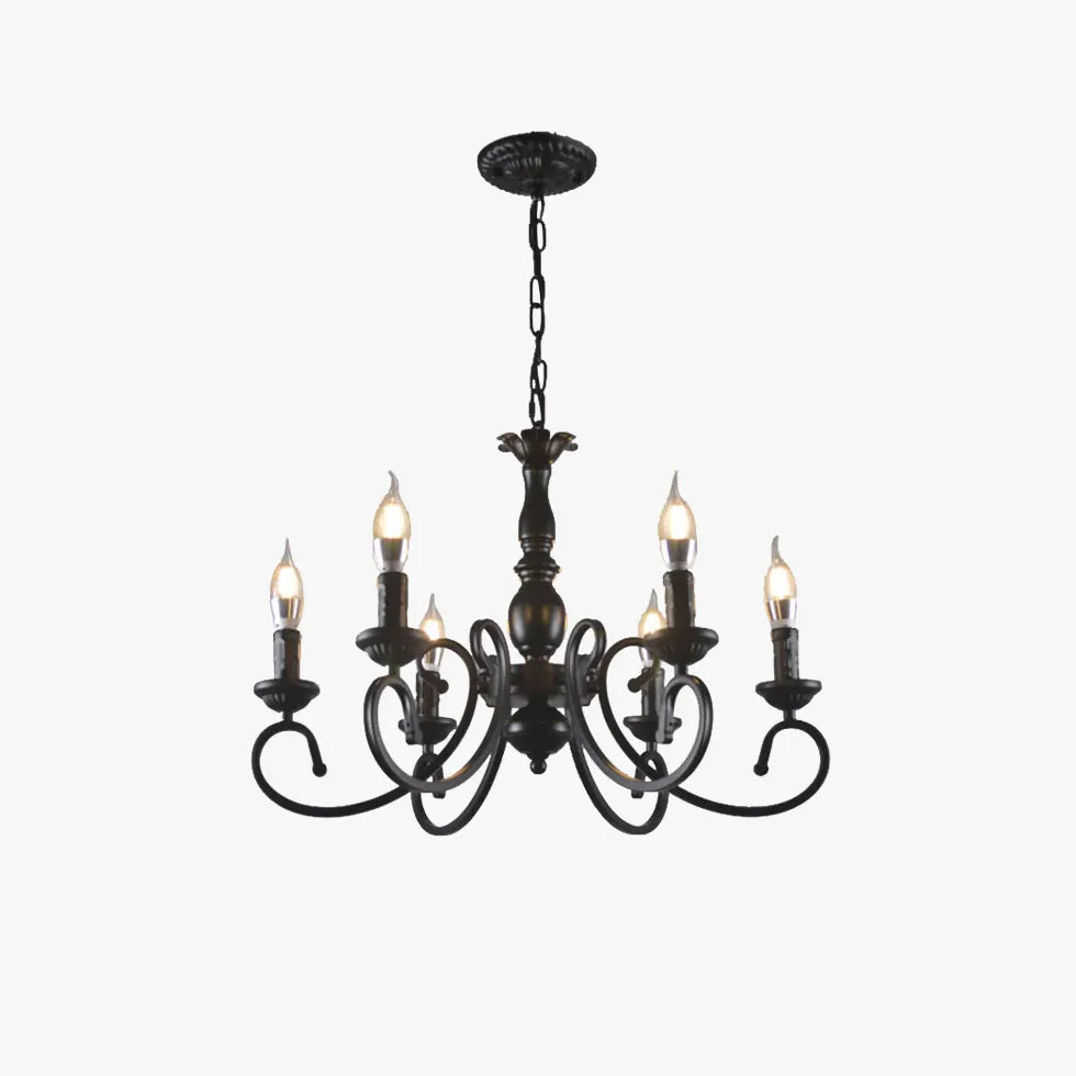 European Candle Holder Vintage Black Pendant Light