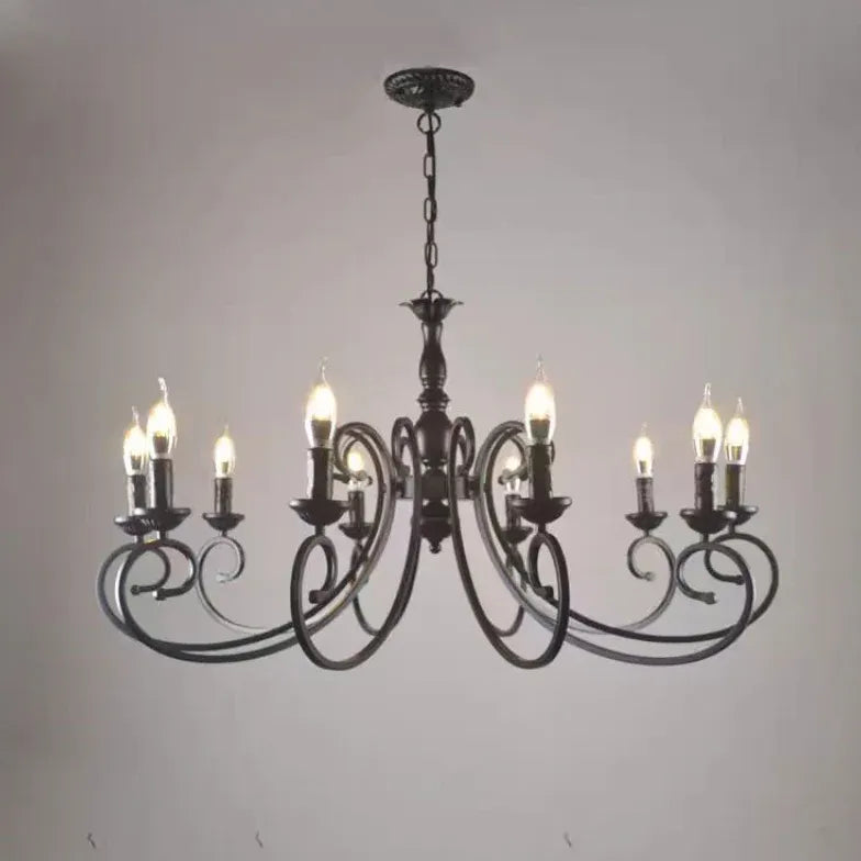 European Candle Holder Vintage Black Pendant Light