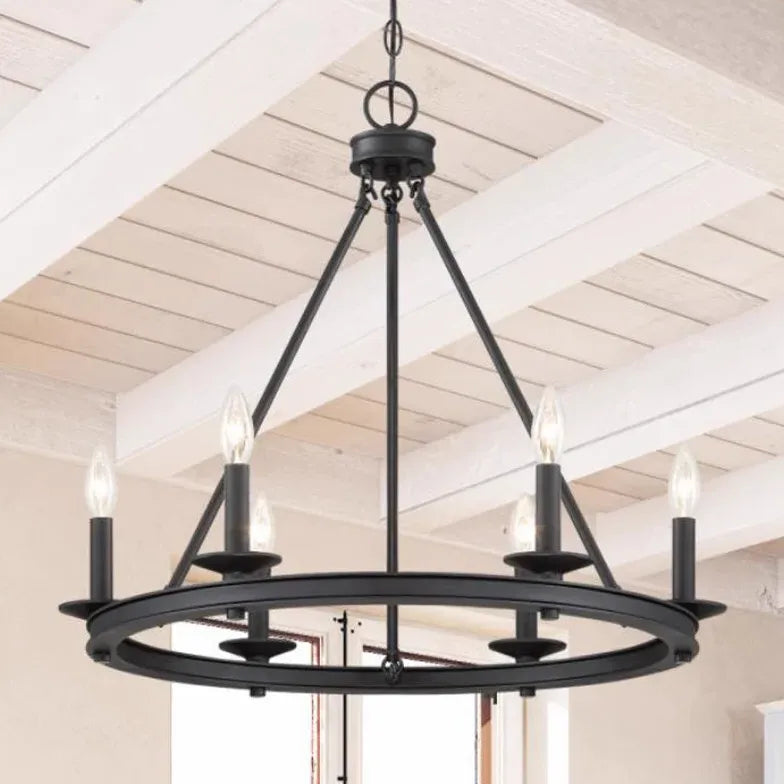 Black Metal Circular Industrial Chandelier