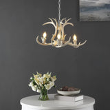 Faux Antler White Candelabra Branch Chandelier