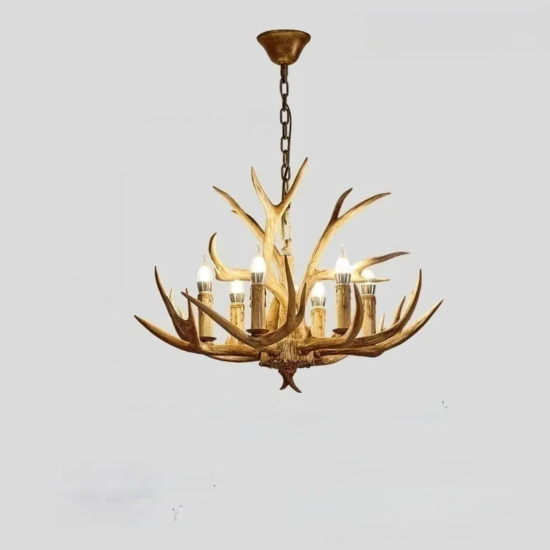 Faux Antler Wooden Candle Holder Chandelier