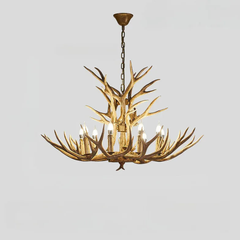 Faux Antler Wooden Candle Holder Chandelier