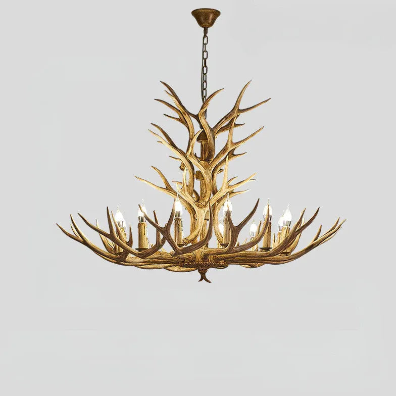 Faux Antler Wooden Candle Holder Chandelier