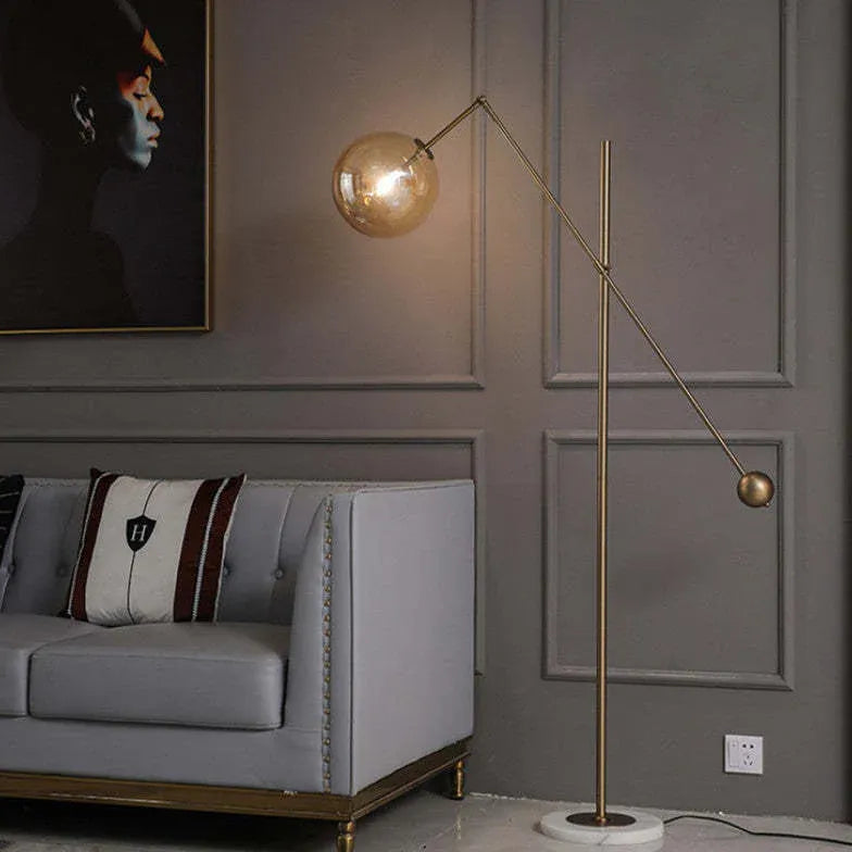 Sphere Long-Arm Minimalist Metal Floor Lamp