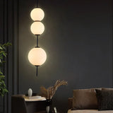 White Glass Ball Linear Minimalist Pendant Light