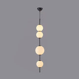 White Glass Ball Linear Minimalist Pendant Light