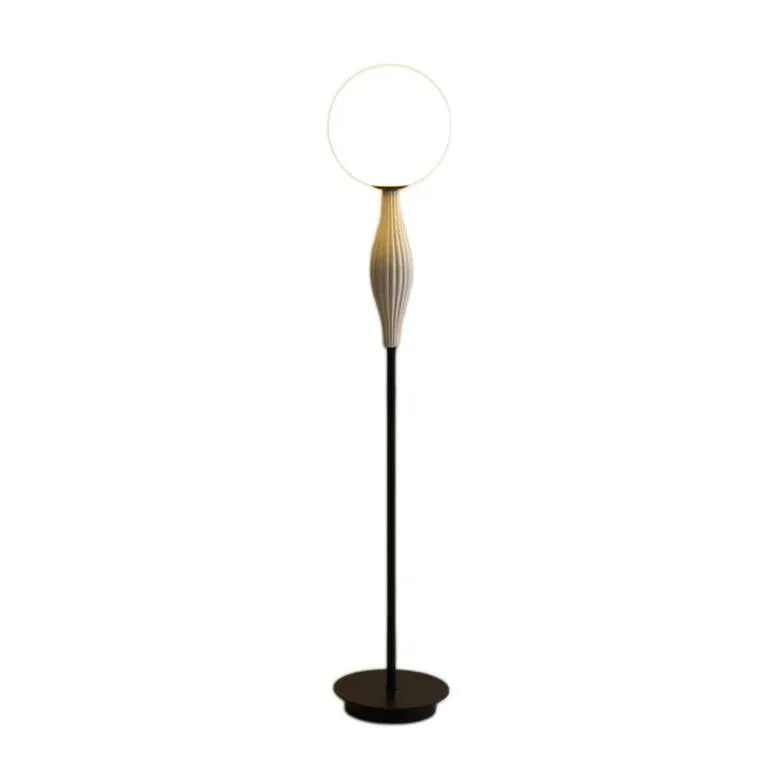 White Sphere Long Rod Minimalist Floor Lamp