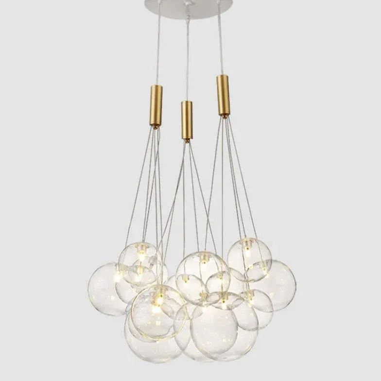 Large Transparent Glass Bubble Cluster Chandelier