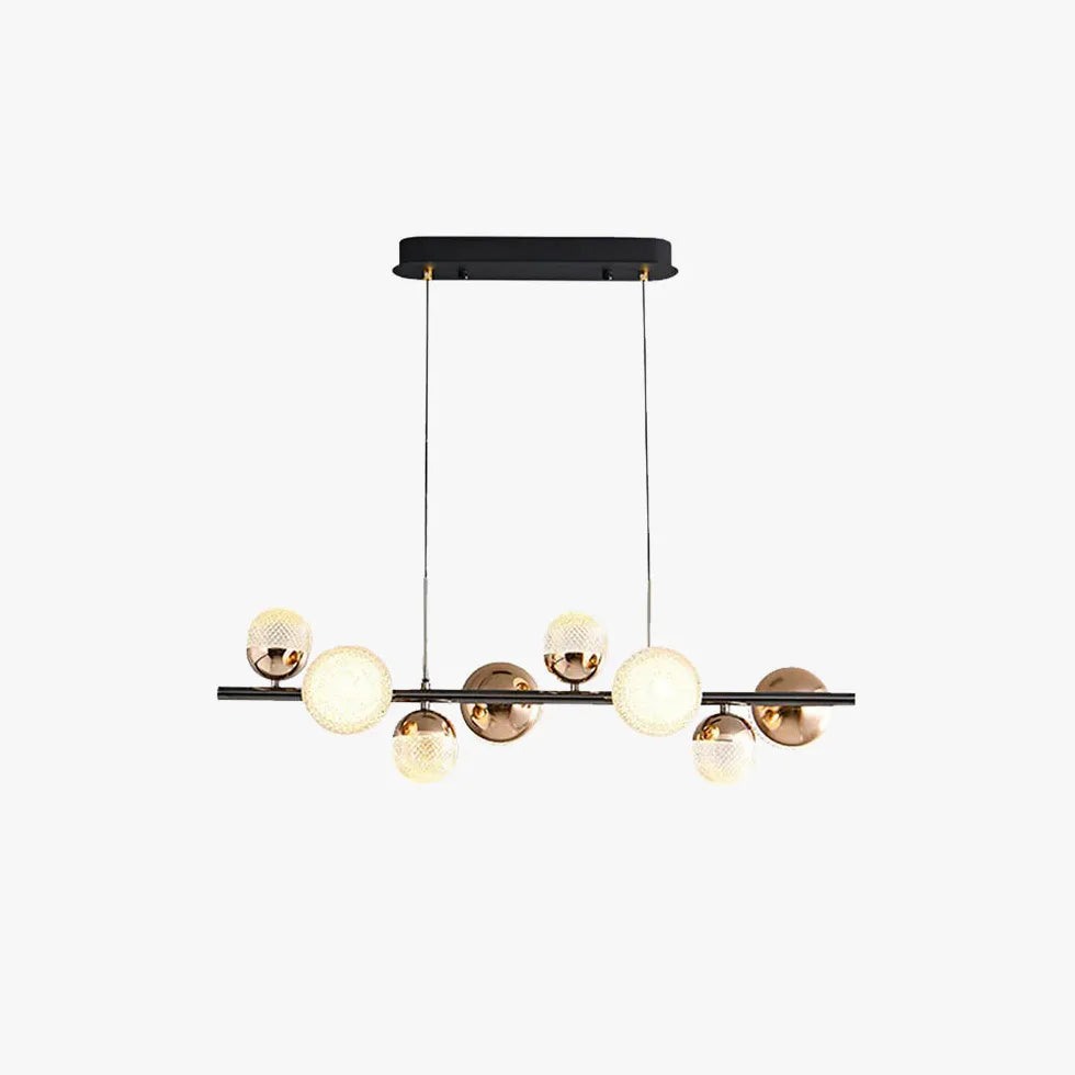 Crushed Diamond Glass Gold Linear Pendant Light