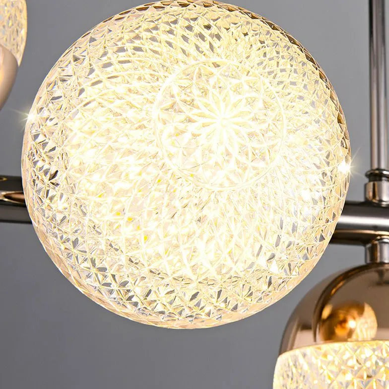 Crushed Diamond Glass Gold Linear Pendant Light