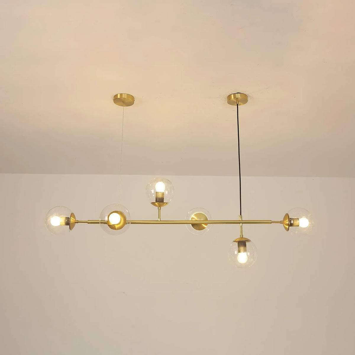 Linear Gold Metal Multi-Head Minimalist Pendant Light