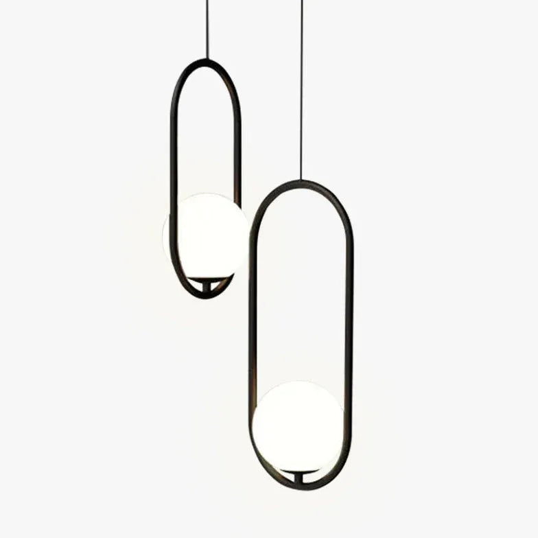 Oval Metal White Ball Minimalist Pendant Light