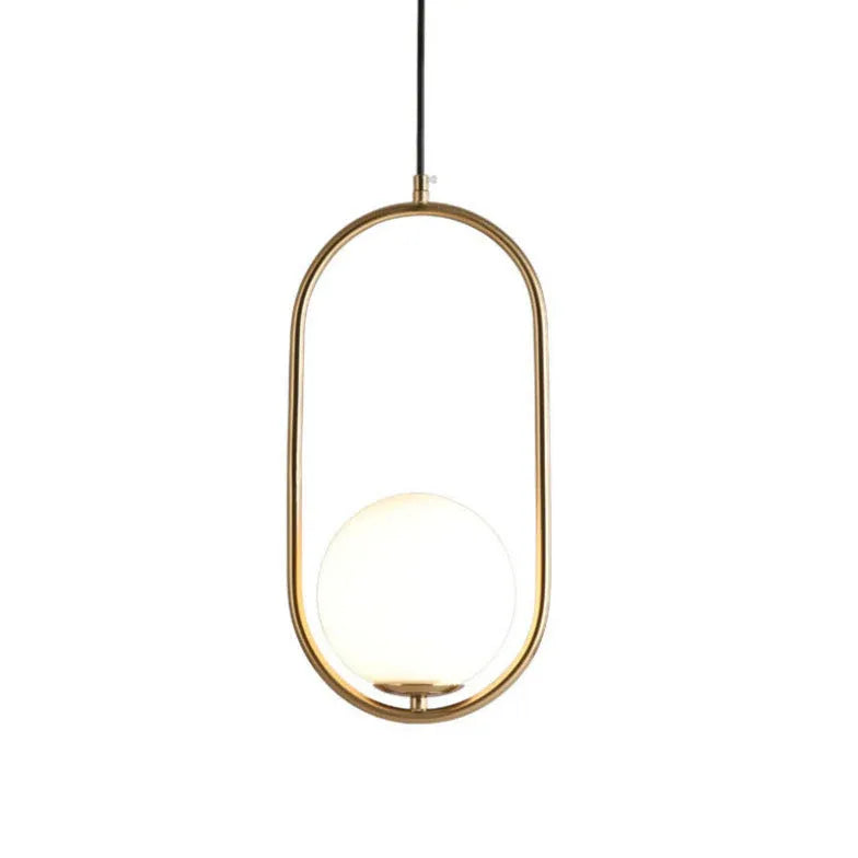 Oval Metal White Ball Minimalist Pendant Light