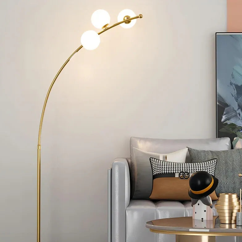 White Multi-Ball Arched Modern Floor Lamp