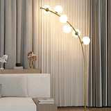 White Multi-Ball Arched Modern Floor Lamp