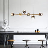 Gray Glass Ball Multi-Head Pendant Light