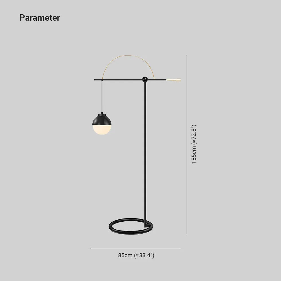 Schwarze Kugel moderne gewölbte Stehlampe