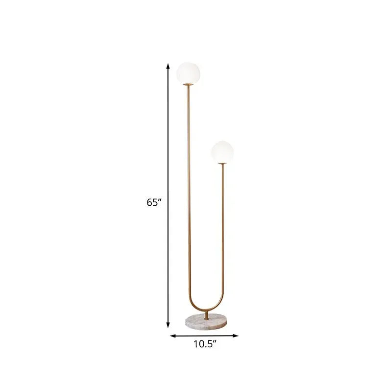 Lineares goldener stehstem Stehlampe mit zwei Licht