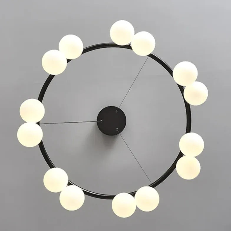 Round Frame Black Modern Chandelier