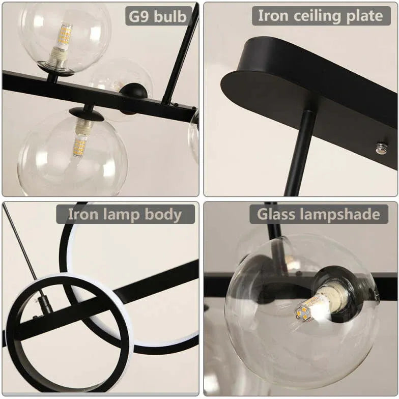 Circular Ring Glass Ball Multi-Head Pendant Light