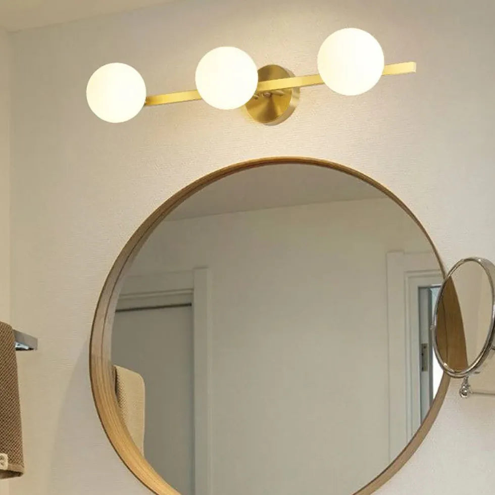 Globe Lampshade Gold Bathroom Wall Lights