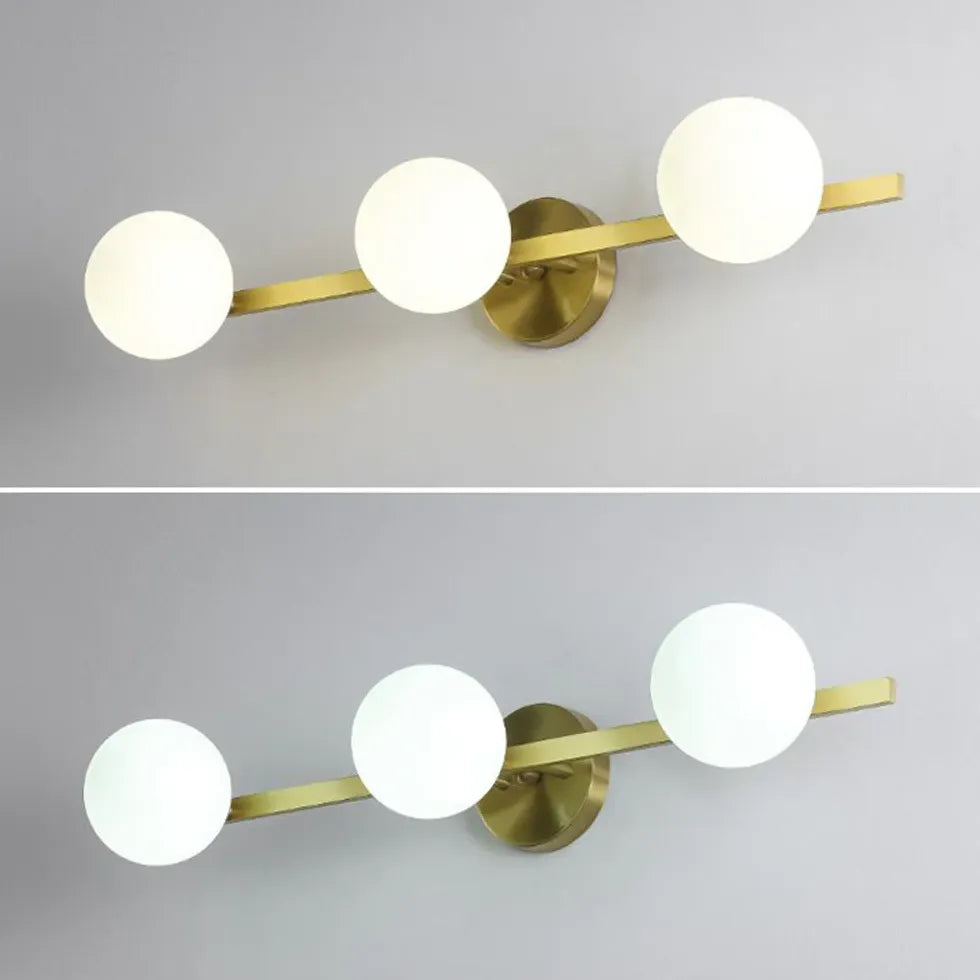 Globe Lampshade Gold Bathroom Wall Lights