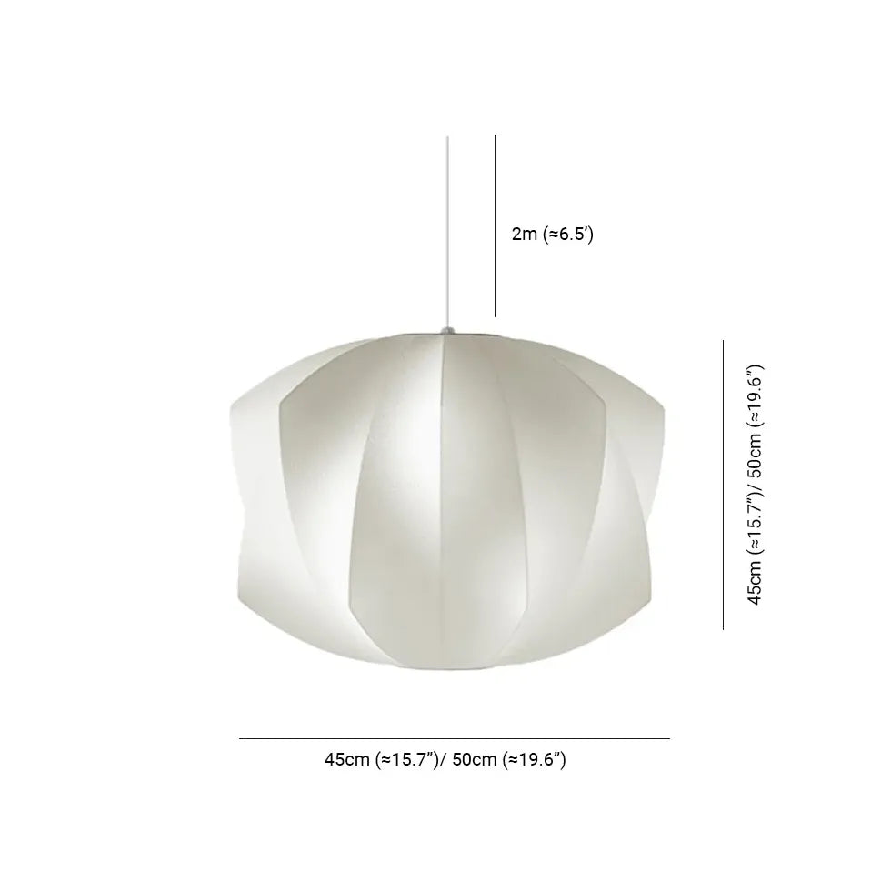 Lantern-Shaped White Fabric Vintage Pendant Light