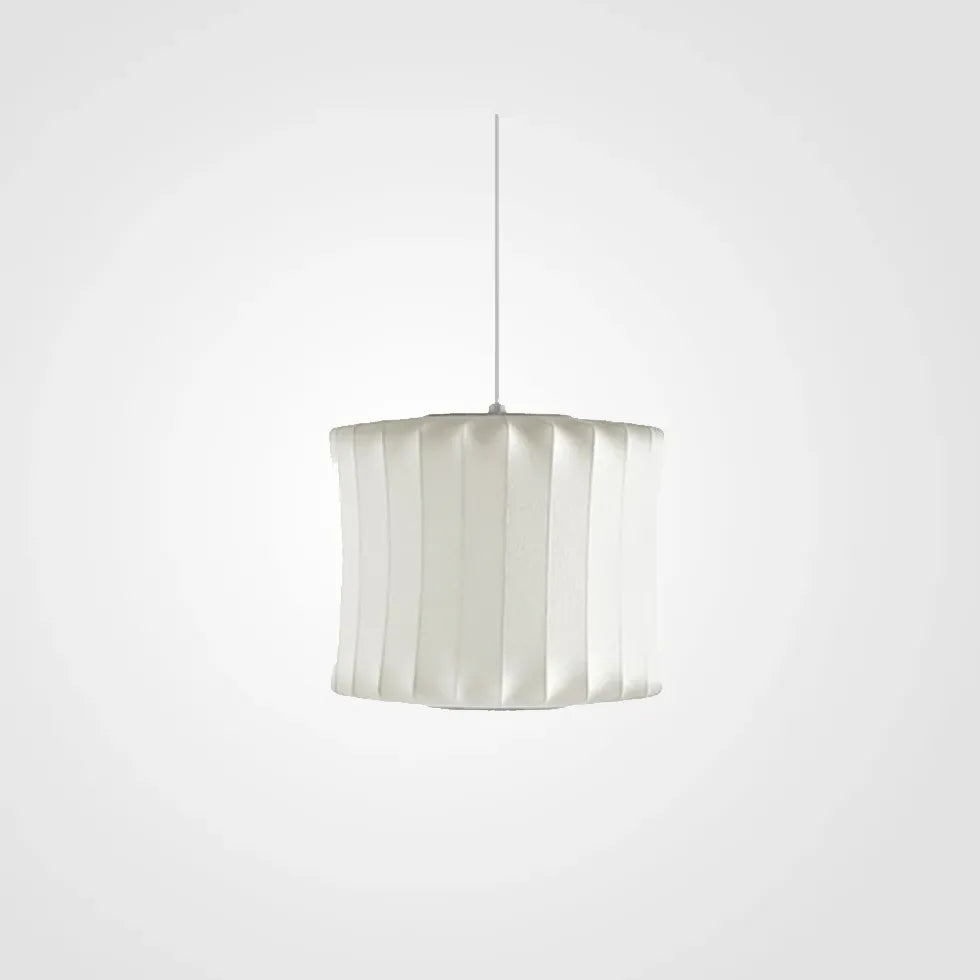 Lantern-Shaped White Fabric Vintage Pendant Light