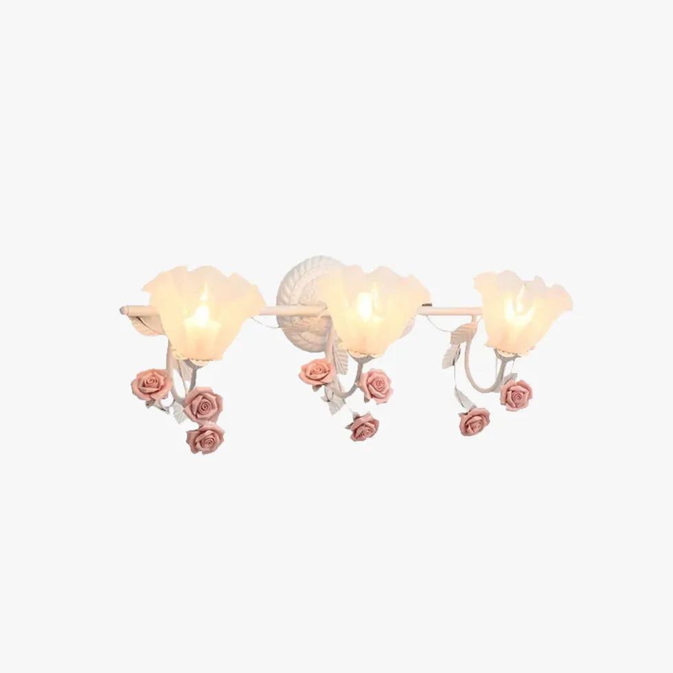 Rose Glass Country Bathroom Wall Lights