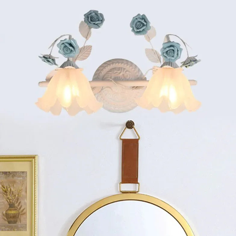 Rose Glass Country Bathroom Wall Lights