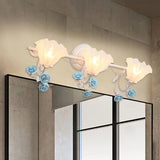 Rose Glass Country Bathroom Wall Lights