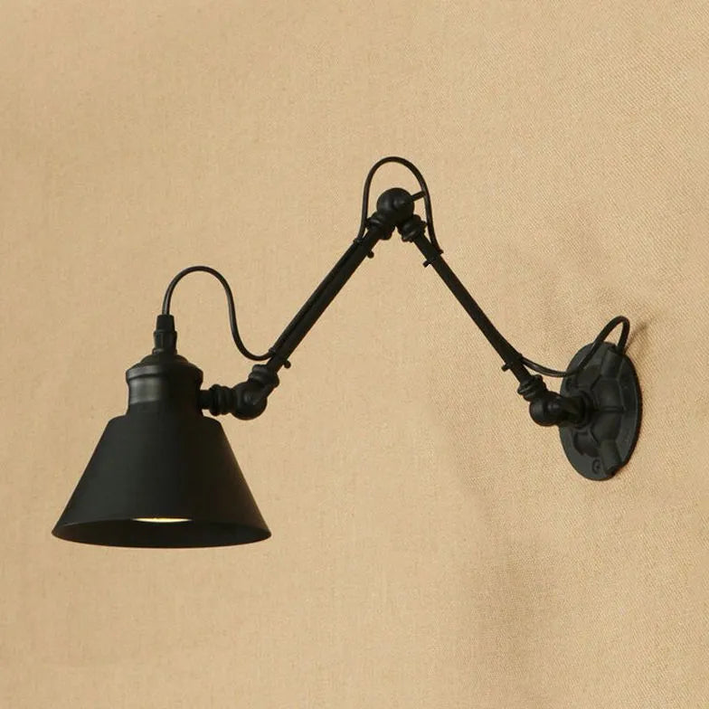 Vintage Wandleuchte Schwarz im verstellbaren Industrie-Design - Clowas.de