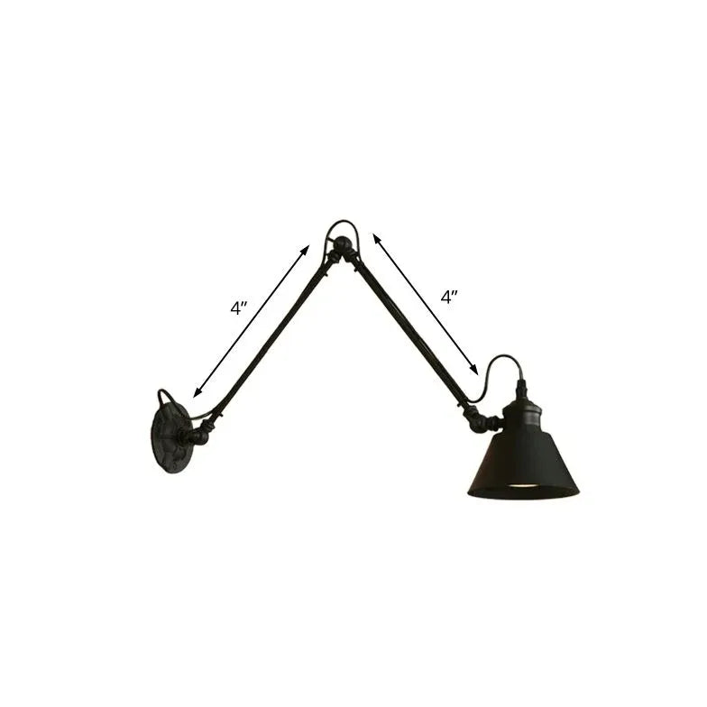 Vintage Wandleuchte Schwarz im verstellbaren Industrie-Design - Clowas.de