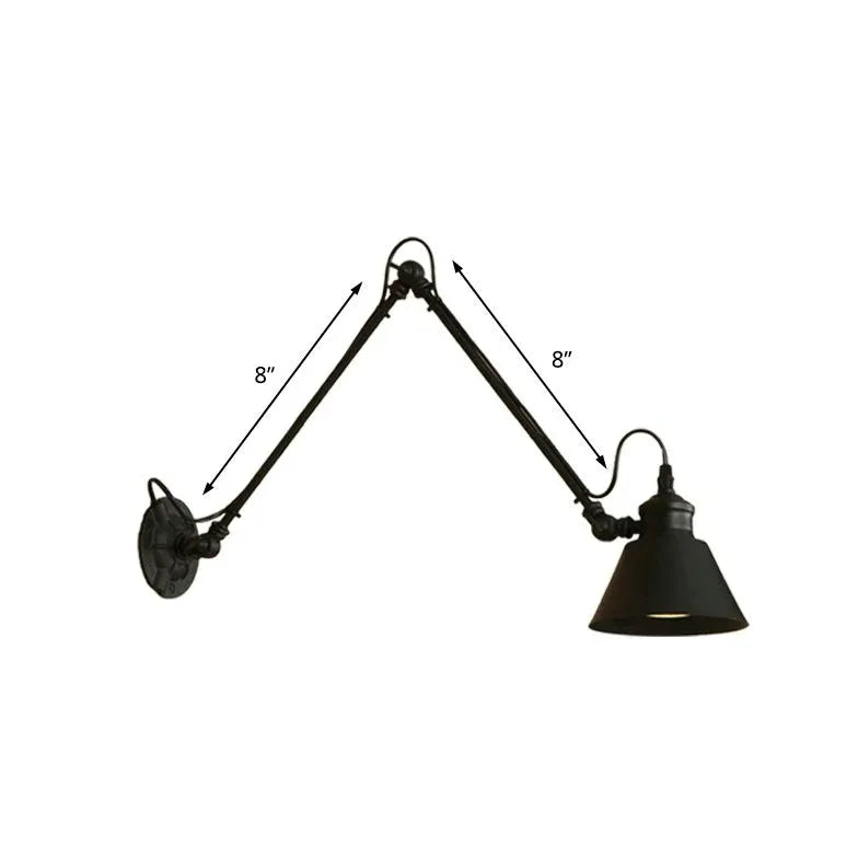 Vintage Wandleuchte Schwarz im verstellbaren Industrie-Design - Clowas.de