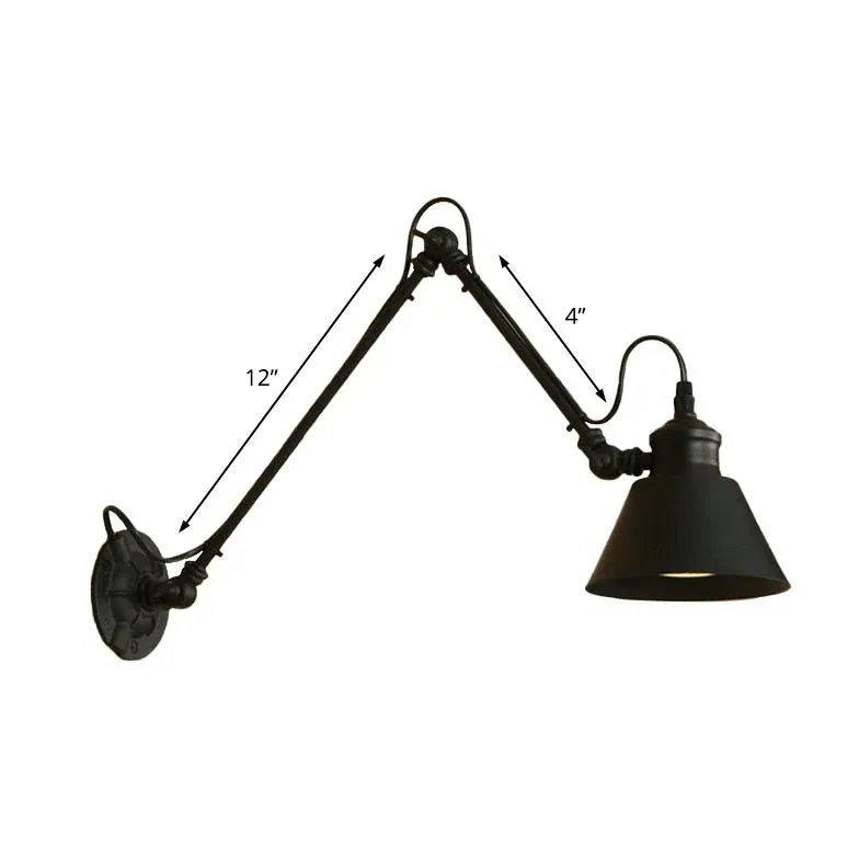 Vintage Wandleuchte Schwarz im verstellbaren Industrie-Design - Clowas.de